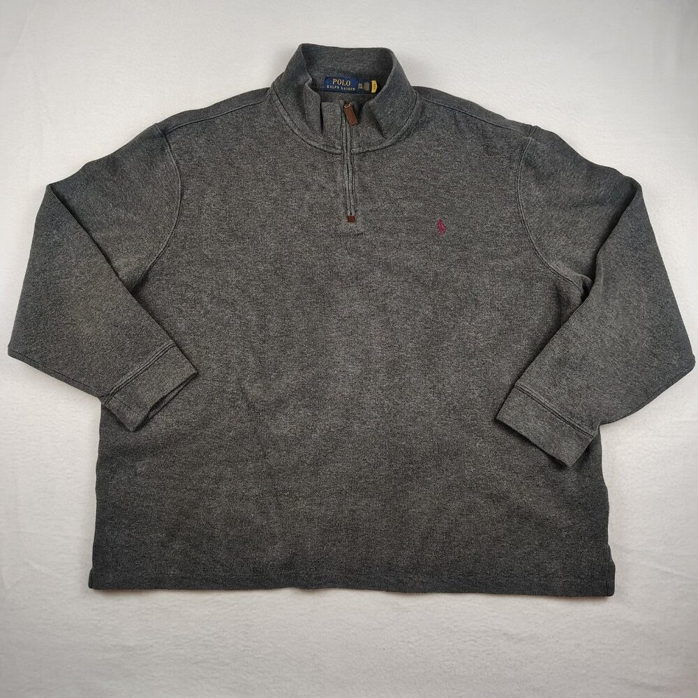 Polo Ralph Lauren Pullover Sweater Mens 2XL Gray 1/4 Zip